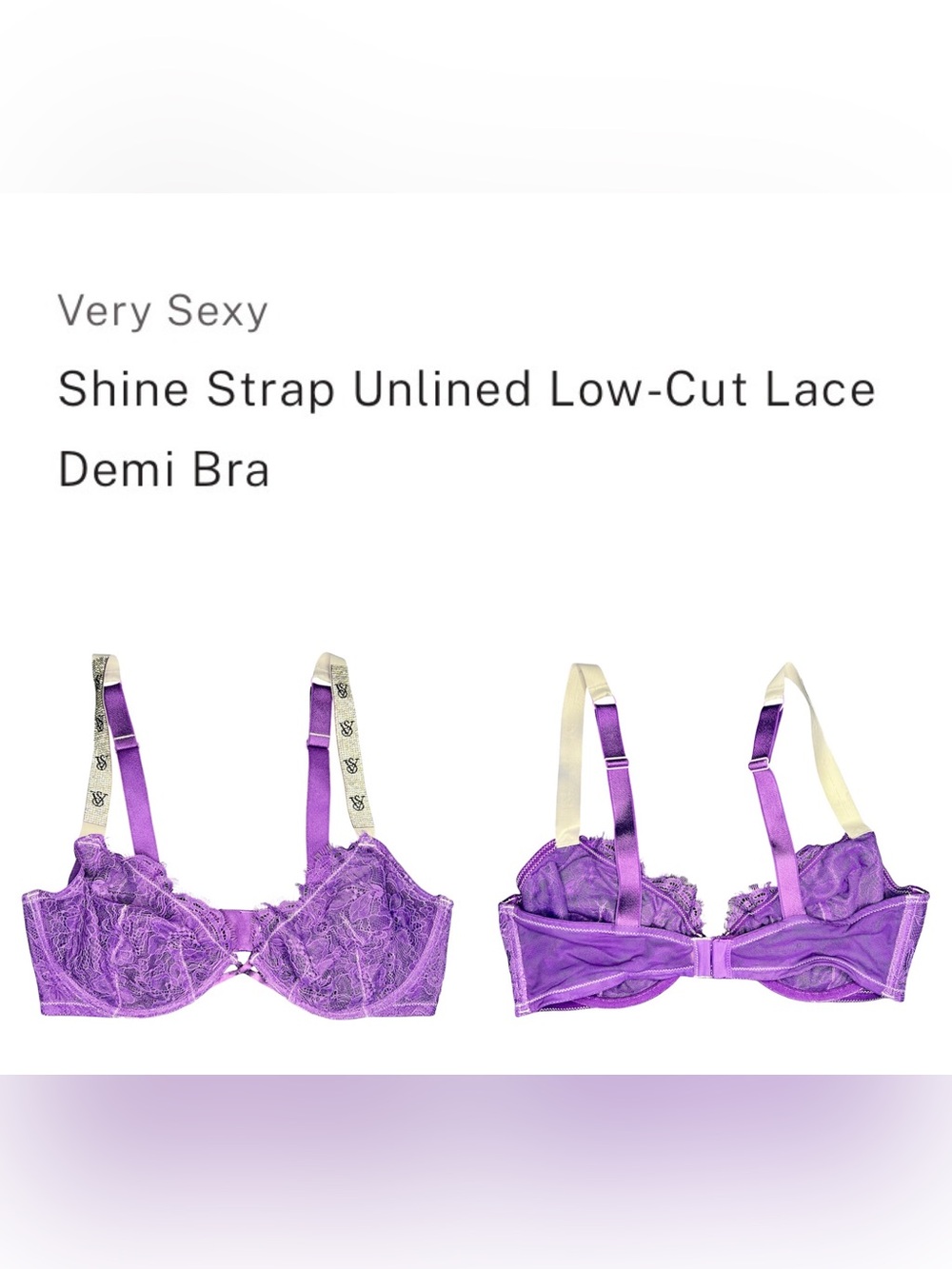 Victoria's Secret Purple Shine Strap Unlined Lace Demi Bra - 36D